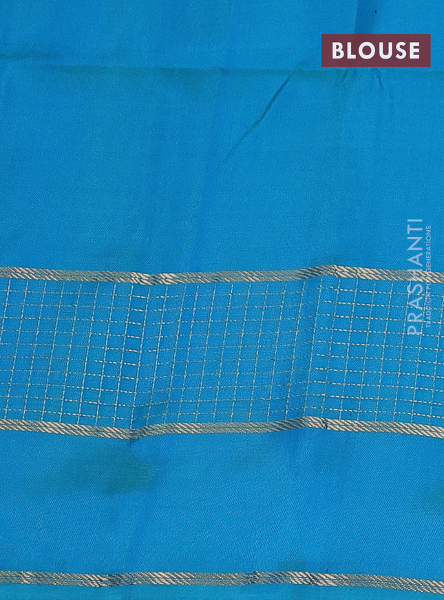 Pure soft silk saree black and teal blue with zari woven buttas and zari woven border
