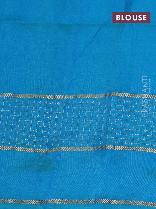 Pure soft silk saree black and teal blue with zari woven buttas and zari woven border