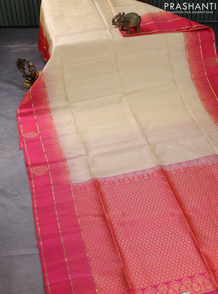Pure soft silk saree cream and dual shade of pinkish orange with zari woven buttas and zari woven border