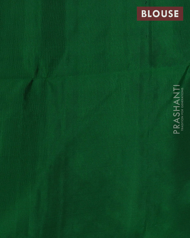 Pure soft silk saree green with zari woven buttas in borderless style