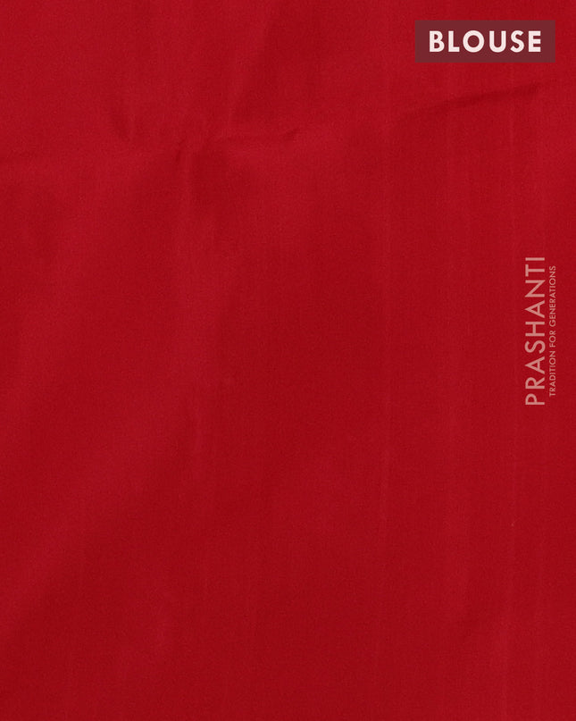 Pure soft silk saree red with zari woven buttas in borderless style