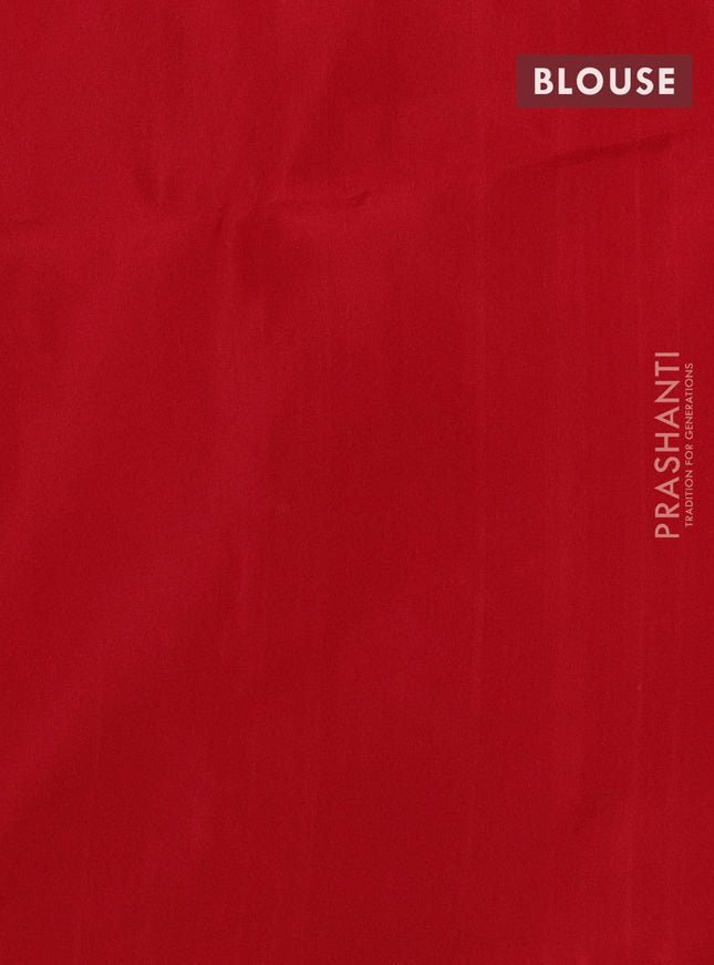 Pure soft silk saree red with zari woven buttas in borderless style