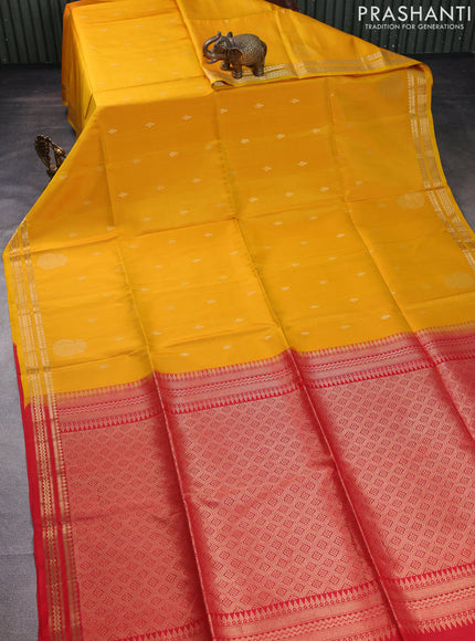 Pure soft silk saree yellow and red with zari woven buttas and zari woven border