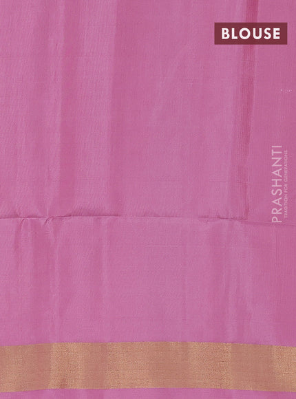 Pure soft silk saree dual shade of teal green and pastel pink with silver & gold zari woven buttas and rich zari woven border