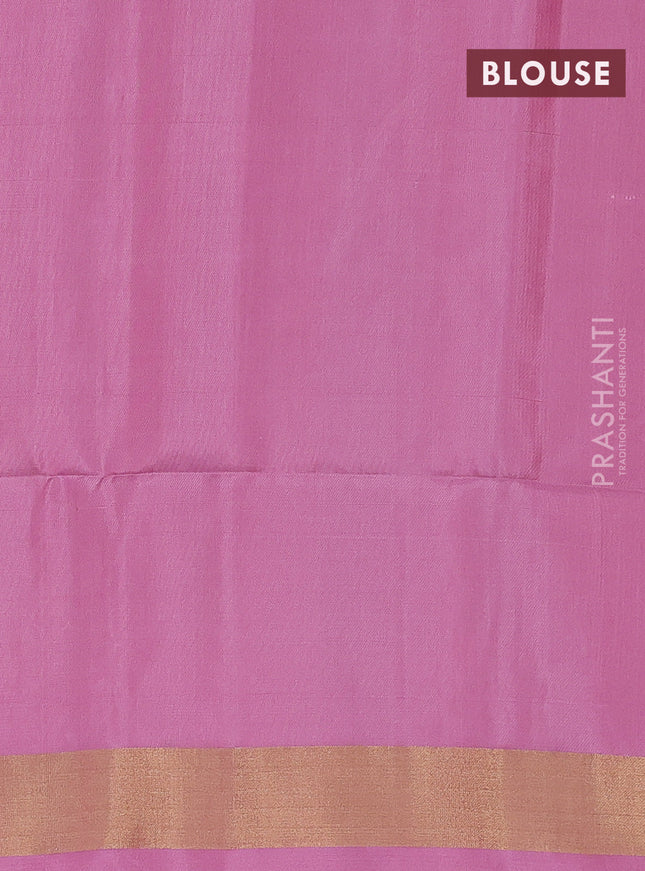 Pure soft silk saree dual shade of teal green and pastel pink with silver & gold zari woven buttas and rich zari woven border