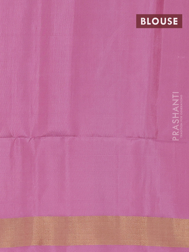 Pure soft silk saree dual shade of teal green and pastel pink with silver & gold zari woven buttas and rich zari woven border