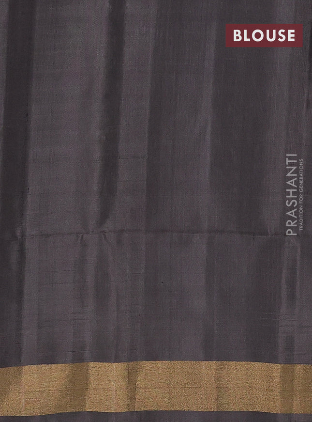 Pure soft silk saree off white and grey with silver & gold zari woven buttas and rich zari woven border