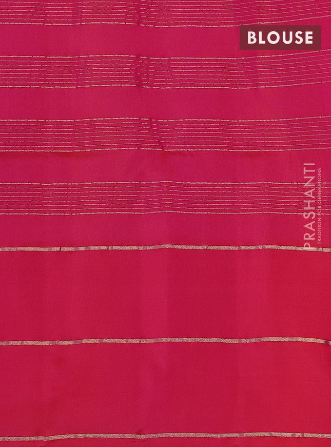 Pure soft silk saree violet and dual shade of pinkish orange with allover zari checked pattern and zari woven simple border