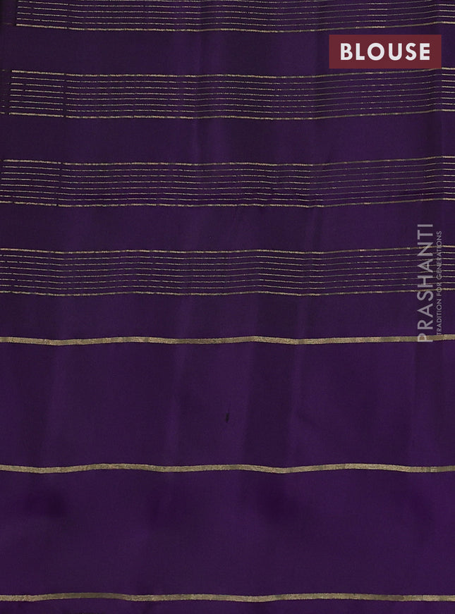 Pure soft silk saree teal green and violet with allover zari checked pattern and zari woven simple border