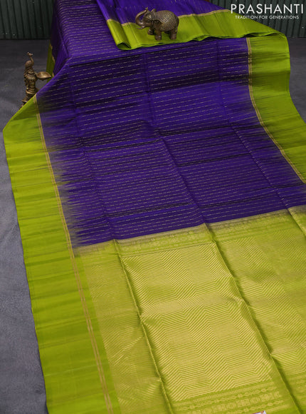 Pure soft silk saree blue and light green with allover zari weaves and zari woven simple border
