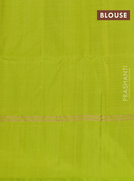 Pure soft silk saree blue and light green with allover zari weaves and zari woven simple border