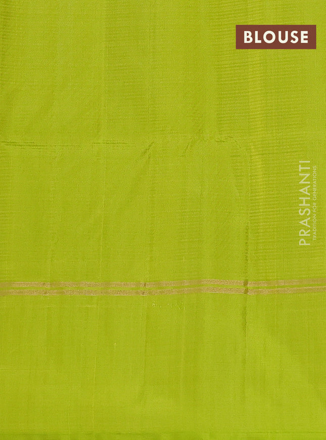 Pure soft silk saree blue and light green with allover zari weaves and zari woven simple border