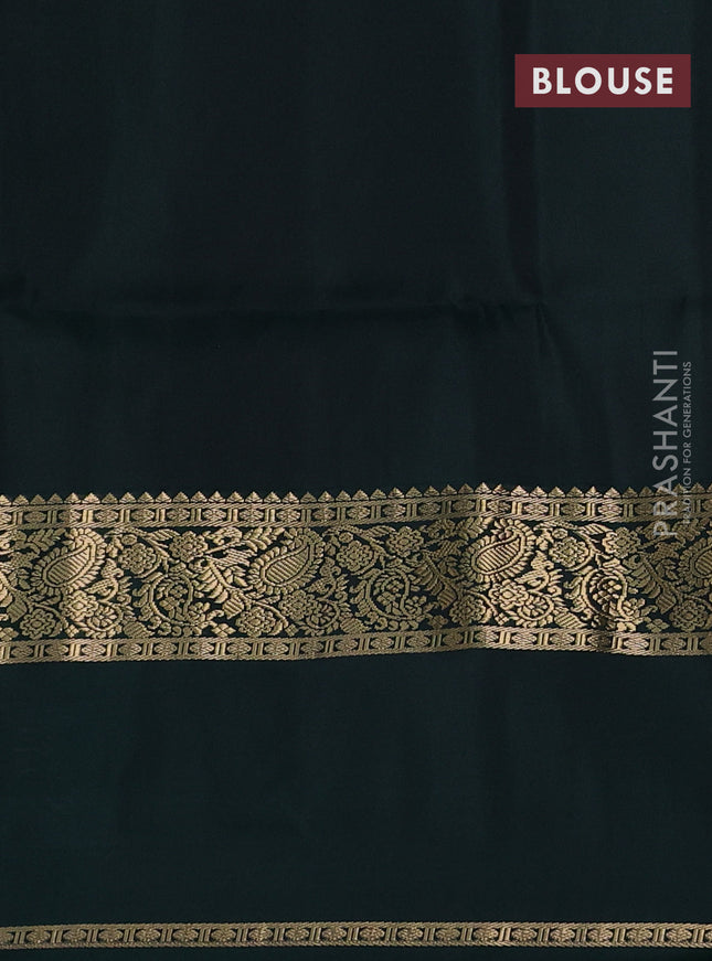 Pure soft silk saree light pink and bottle green with zari woven buttas and rettapet zari woven border