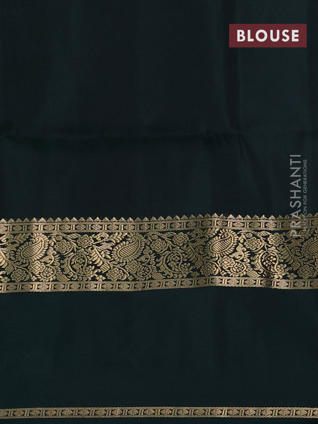 Pure soft silk saree light pink and bottle green with zari woven buttas and rettapet zari woven border