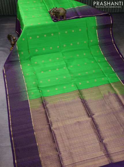 Pure soft silk saree light green and blue with zari woven buttas and zari woven border