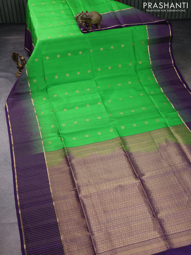 Pure soft silk saree light green and blue with zari woven buttas and zari woven border