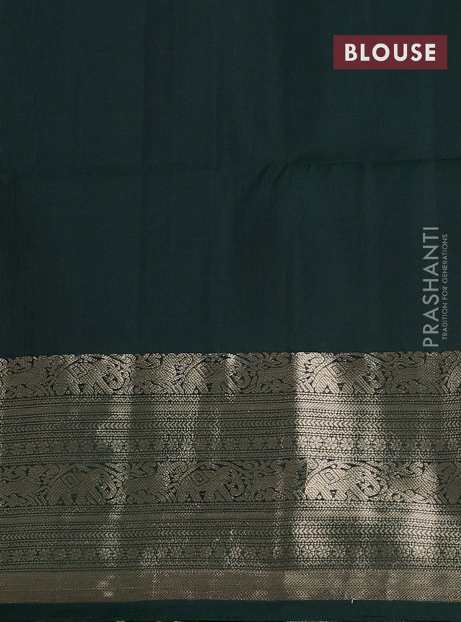 Pure soft silk saree bottle green with zari woven buttas and zari woven border