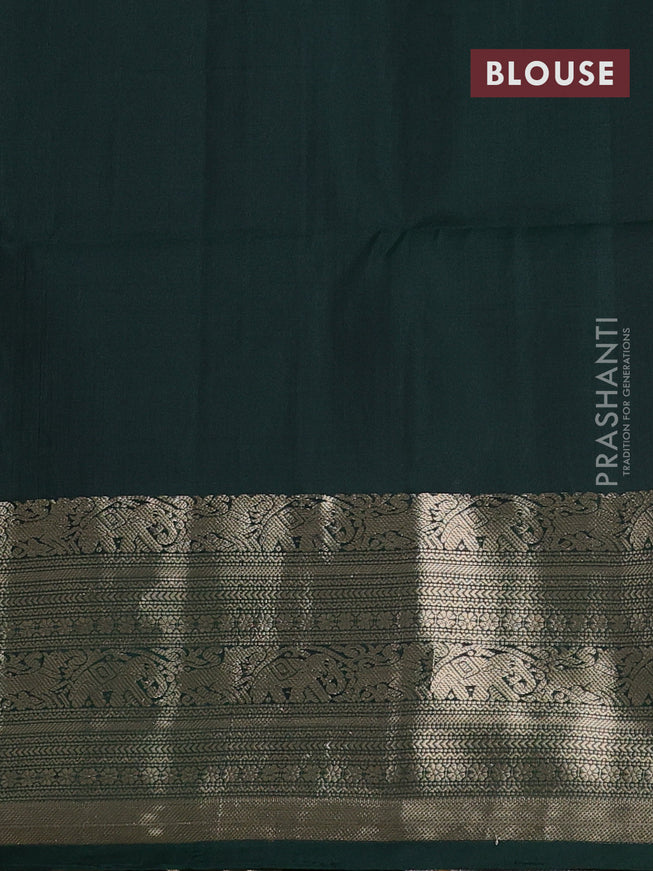 Pure soft silk saree bottle green with zari woven buttas and zari woven border