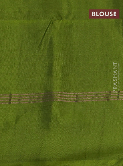 Pure soft silk saree purple and mehendi green with zari woven buttas and zari woven simple border