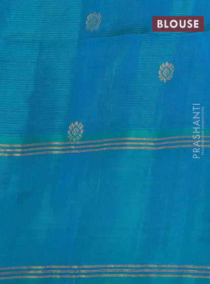 Pure soft silk saree pink and dual shade of teal blue with zari woven buttas and rettapet zari woven border