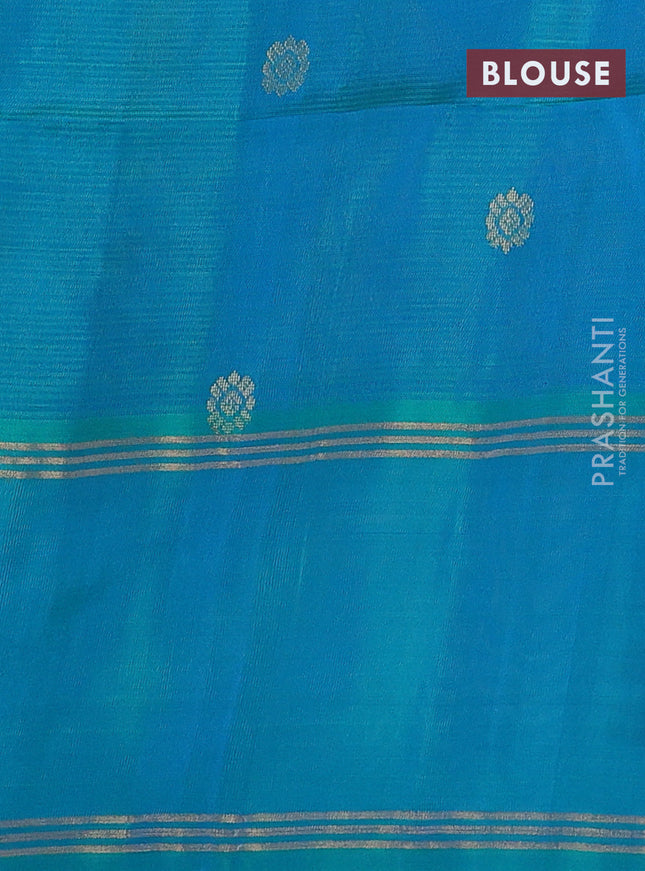 Pure soft silk saree pink and dual shade of teal blue with zari woven buttas and rettapet zari woven border