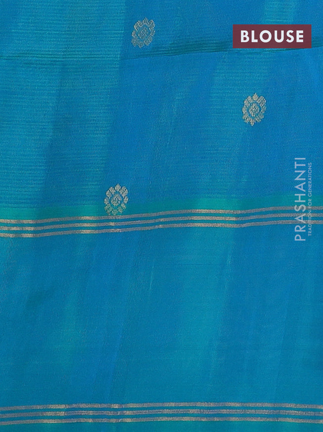 Pure soft silk saree pink and dual shade of teal blue with zari woven buttas and rettapet zari woven border