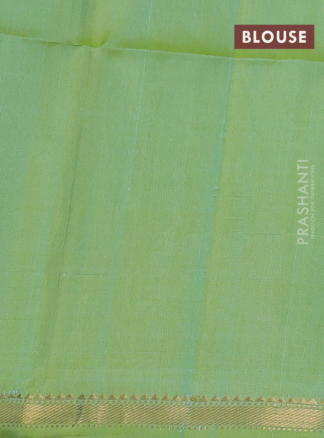 Pure soft silk saree purple and dual shade of teal green with zari woven buttas and small zari woven border