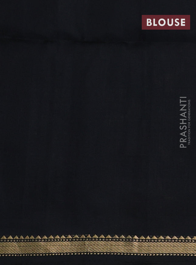 Pure soft silk saree mustard green and black with zari woven buttas and small zari woven border