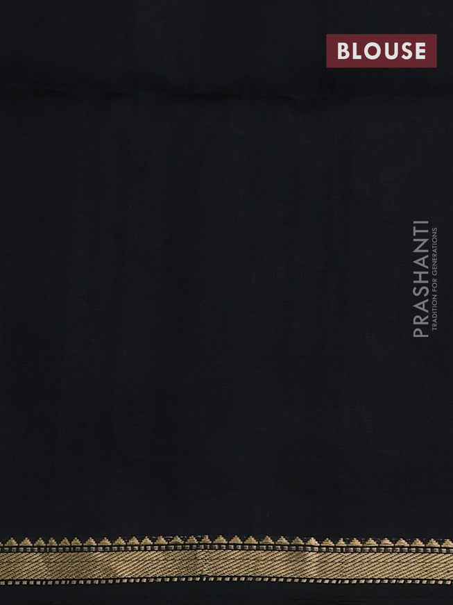 Pure soft silk saree mustard green and black with zari woven buttas and small zari woven border