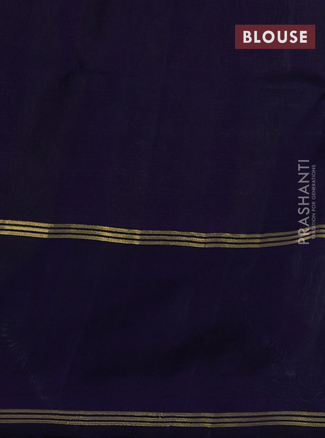 Pure soft silk saree pastel green and navy blue with zari woven buttas and zari woven border