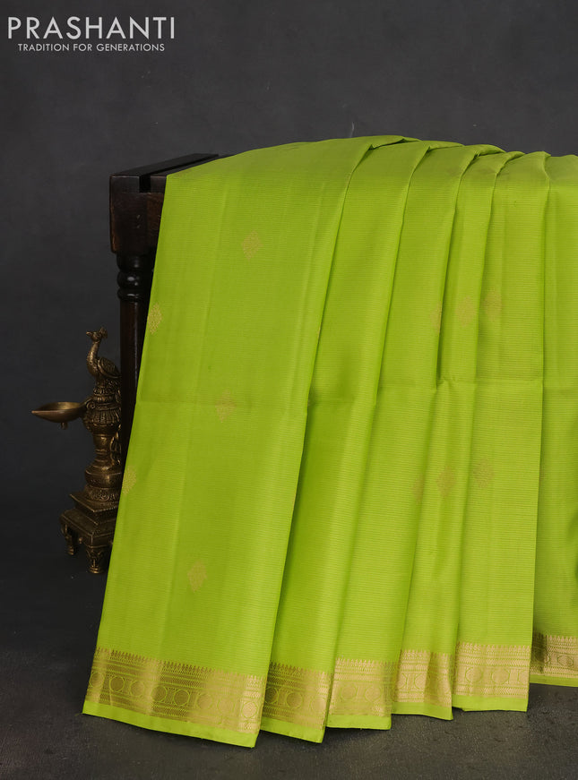 Pure soft silk saree fluorescent green and wine shade with zari woven buttas and zari woven border