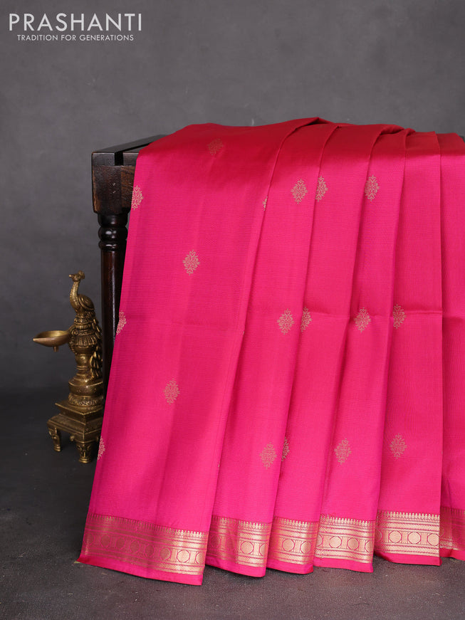 Pure soft silk saree pink and teal blue with zari woven buttas and zari woven border