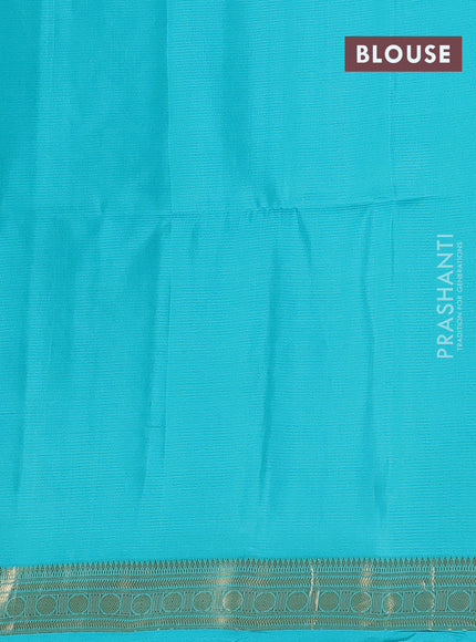 Pure soft silk saree pink and teal blue with zari woven buttas and zari woven border