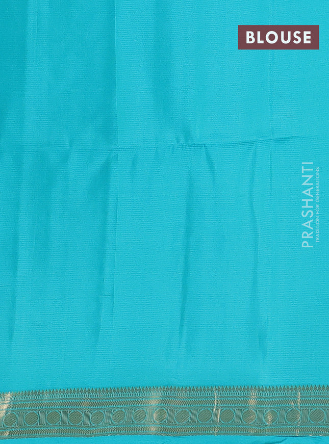Pure soft silk saree pink and teal blue with zari woven buttas and zari woven border