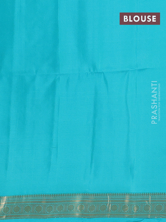 Pure soft silk saree pink and teal blue with zari woven buttas and zari woven border