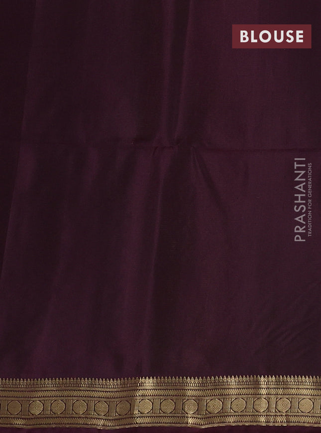 Pure soft silk saree fluorescent green and wine shade with zari woven buttas and zari woven border