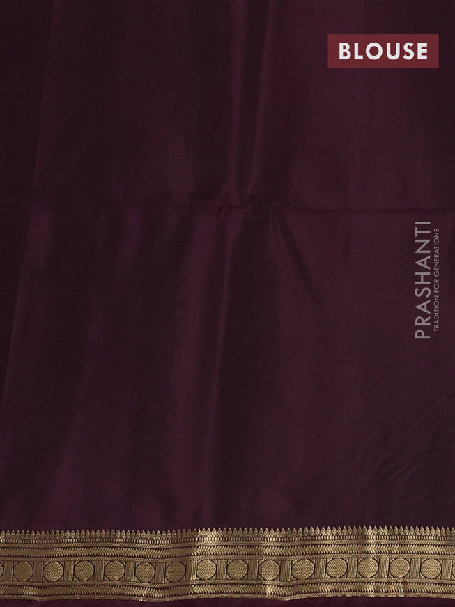 Pure soft silk saree fluorescent green and wine shade with zari woven buttas and zari woven border