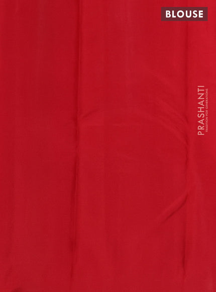 Pure kanchipuram partly silk saree gree and red purple with zari woven buttas in borderless style