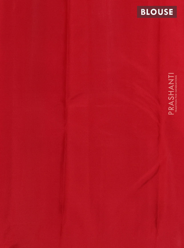 Pure kanchipuram partly silk saree gree and red purple with zari woven buttas in borderless style