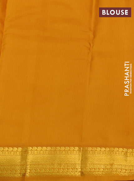 Pure kanchipuram silk saree red and mustard yellow with zari woven buttas and zari woven korvai border