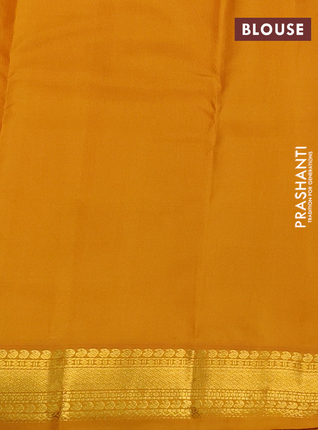 Pure kanchipuram silk saree red and mustard yellow with zari woven buttas and zari woven korvai border