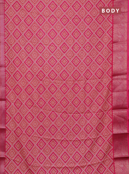 Semi dola saree pink with allover prints and zari woven border