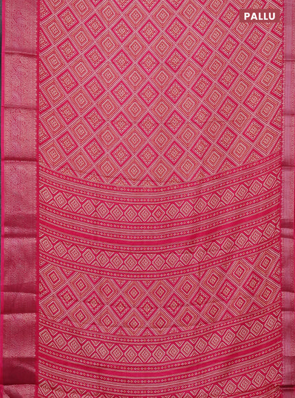 Semi dola saree pink with allover prints and zari woven border