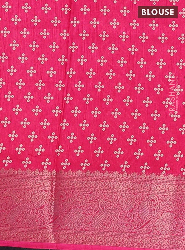 Semi dola saree pink with allover prints and zari woven border