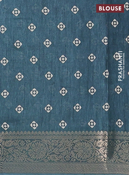 Semi dola saree peacock green with floral butta prints and zari woven border