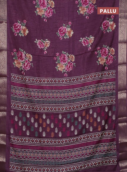 Semi dola saree wine shade with floral butta prints and zari woven border