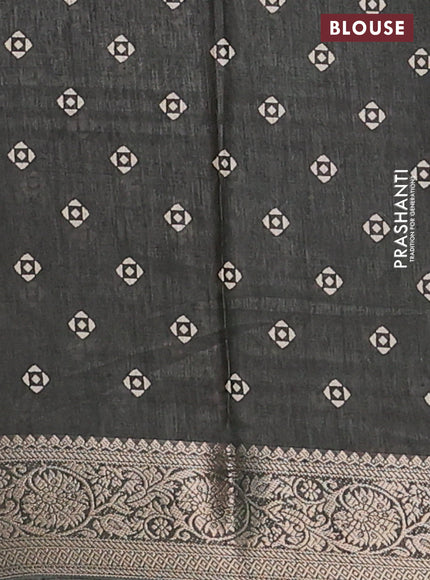 Semi dola saree sap green with floral butta prints and zari woven border