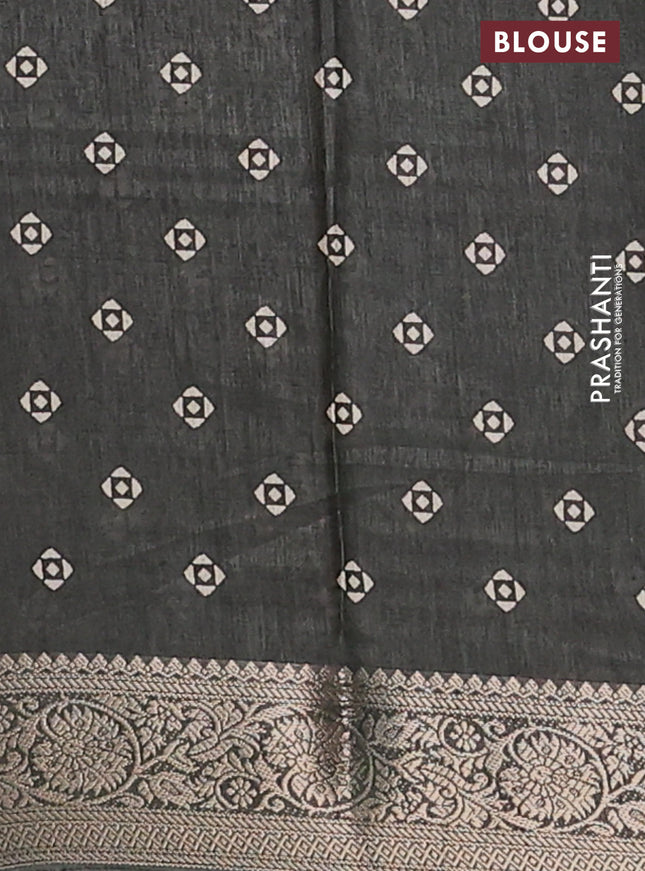 Semi dola saree sap green with floral butta prints and zari woven border