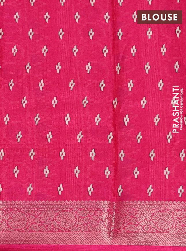 Semi dola saree pink with allover ikat prints and zari woven border