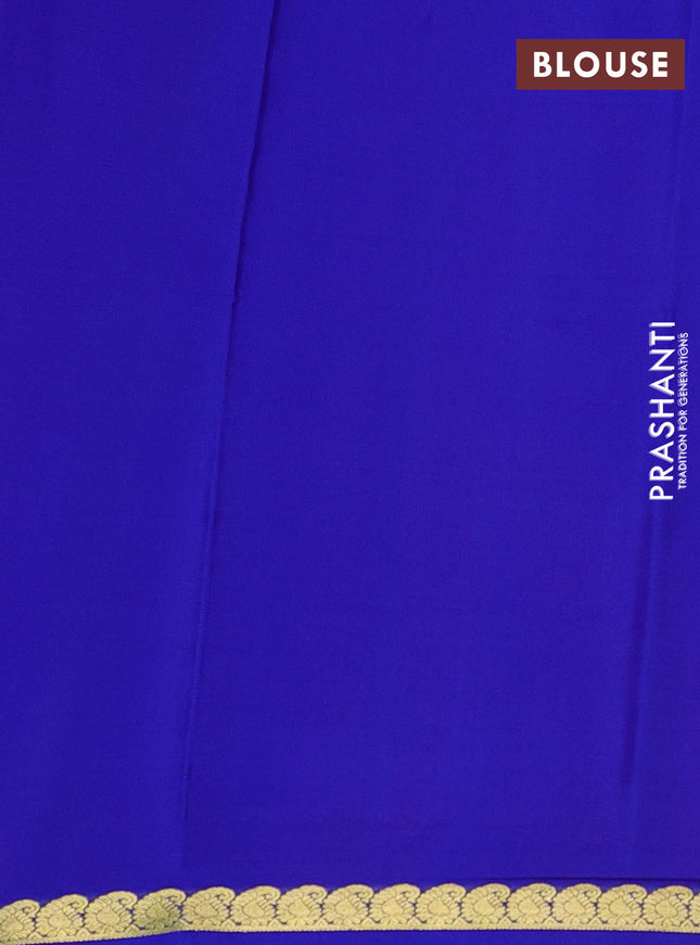 Pure mysore silk saree orange and blue with plain body and small zari woven border